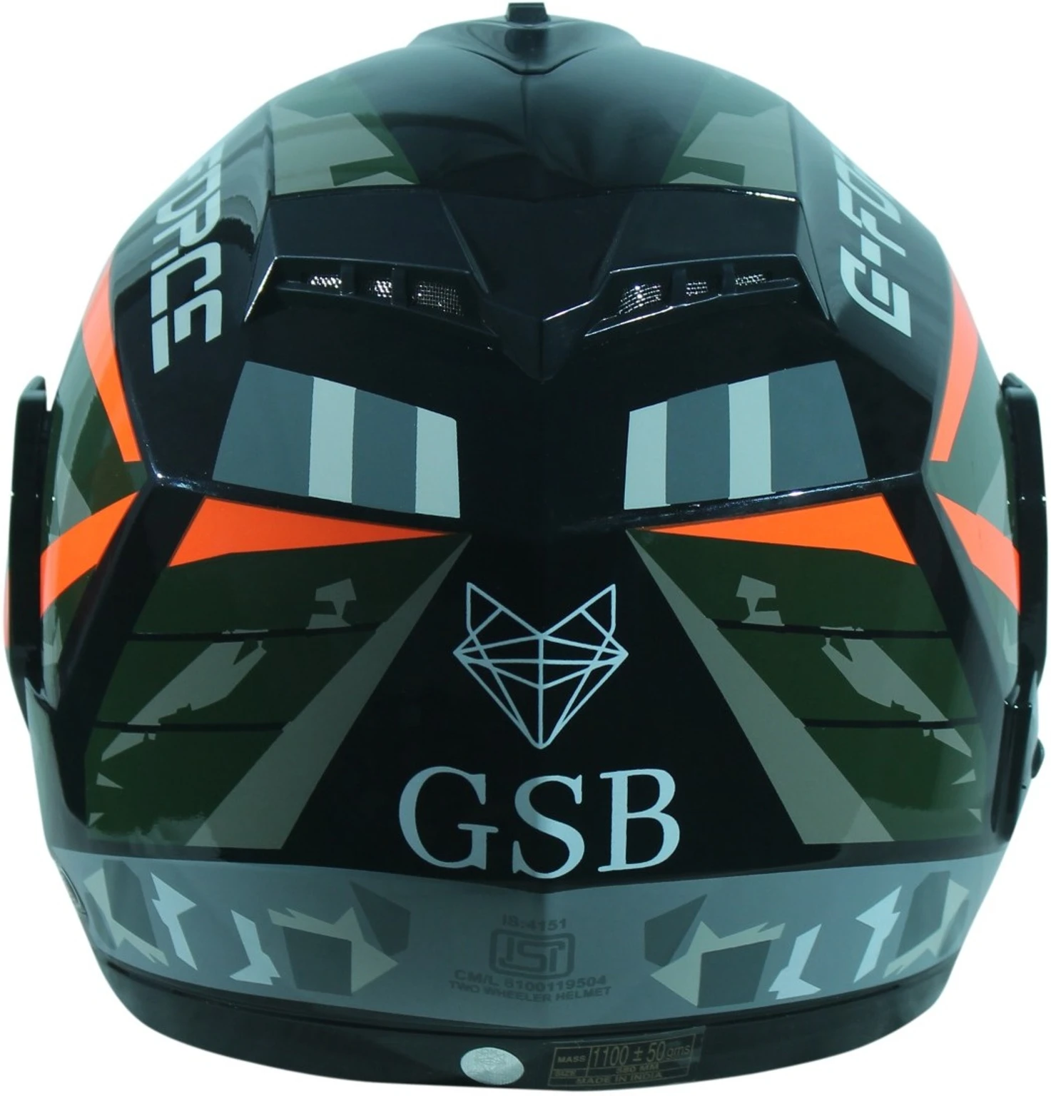G- FORCE FLIPUP BLACK(ORANGE STICKER) HELMET Motorbike Helmet (Black, Orange) - view 2