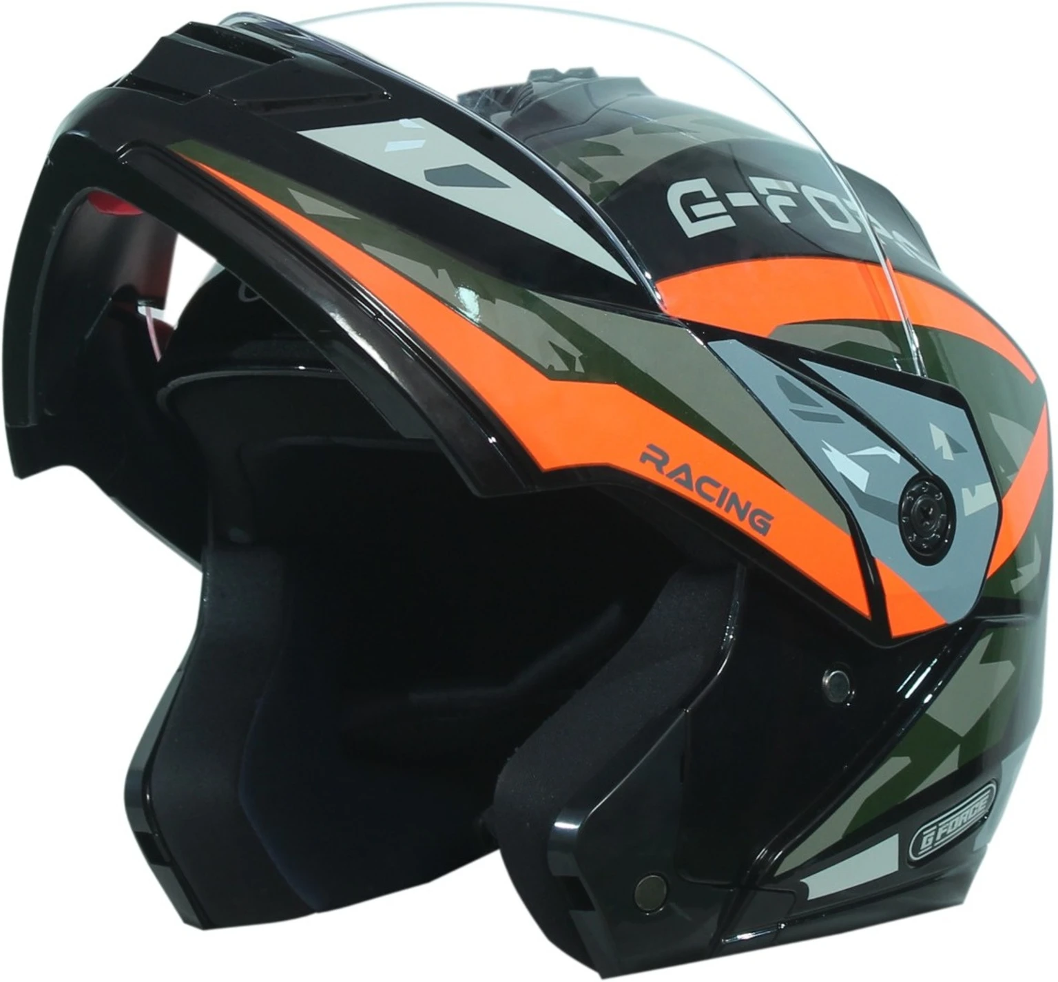 G- FORCE FLIPUP BLACK(ORANGE STICKER) HELMET Motorbike Helmet (Black, Orange) - view 5