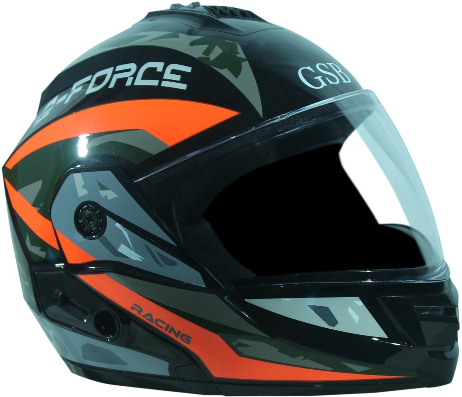 G- FORCE FLIPUP BLACK(ORANGE STICKER) HELMET Motorbike Helmet (Black, Orange) - view 3