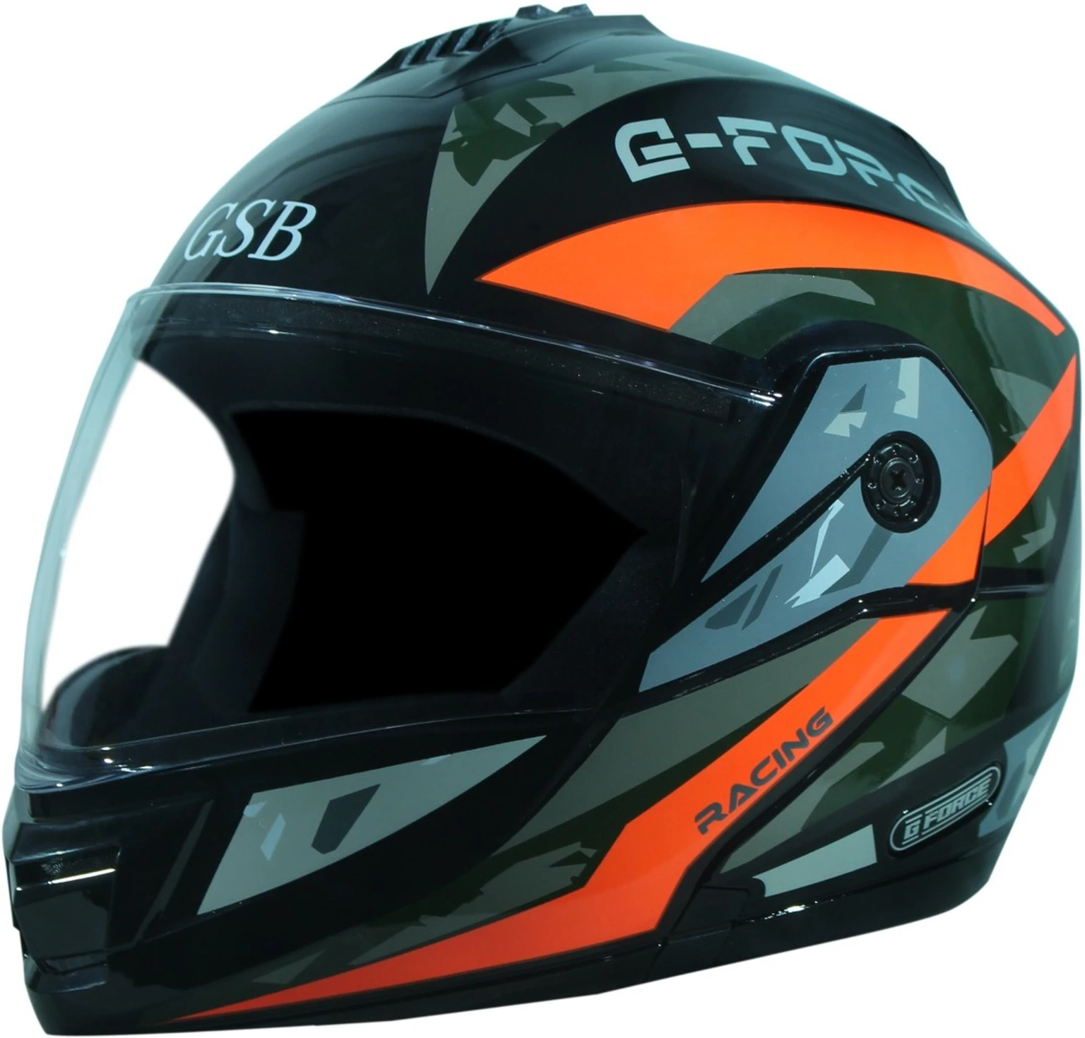G- FORCE FLIPUP BLACK(ORANGE STICKER) HELMET Motorbike Helmet (Black, Orange) - view 4