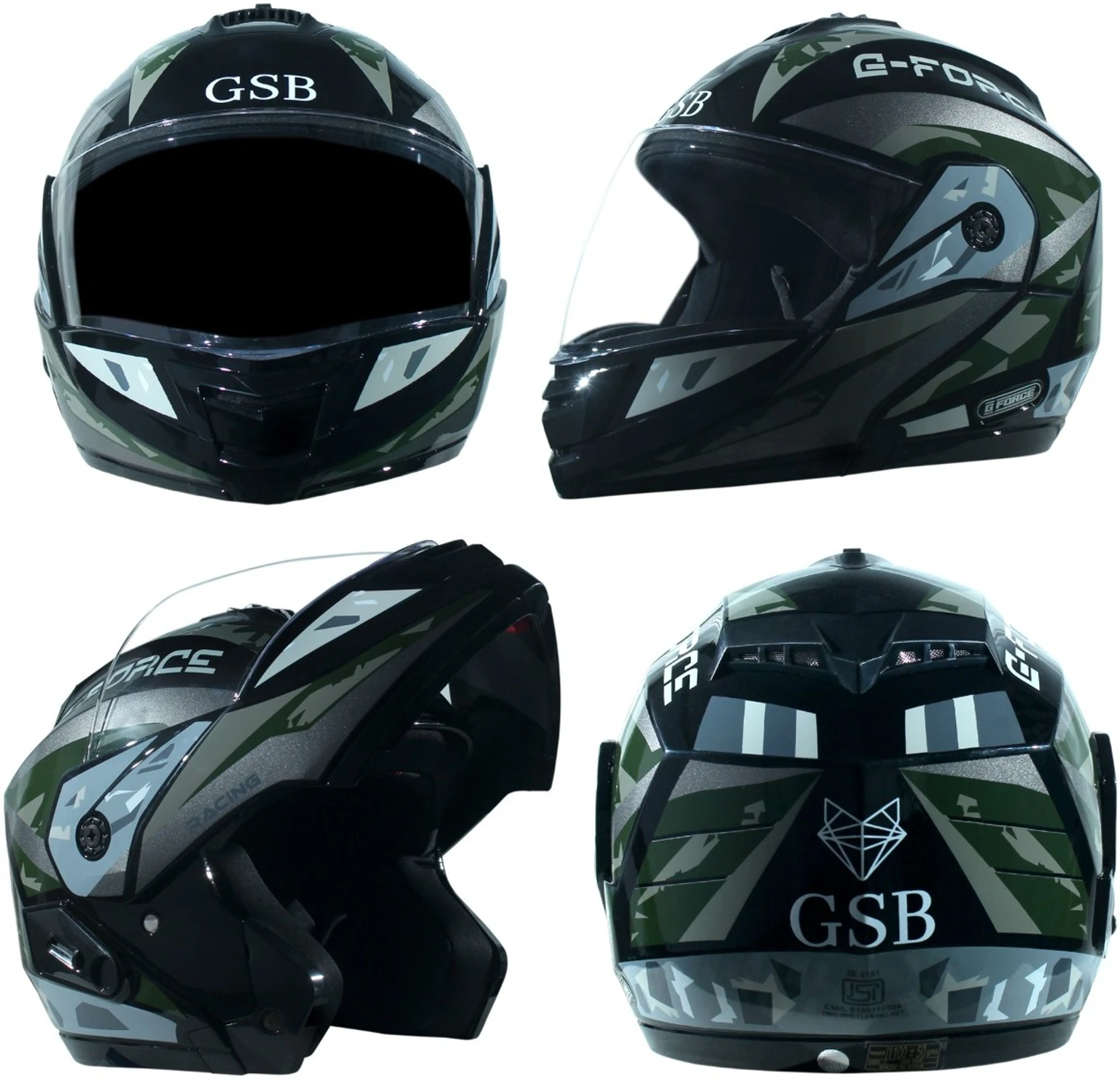 G- FORCE BLACK (GREY) Motorbike Helmet (Black, Grey) - view 2