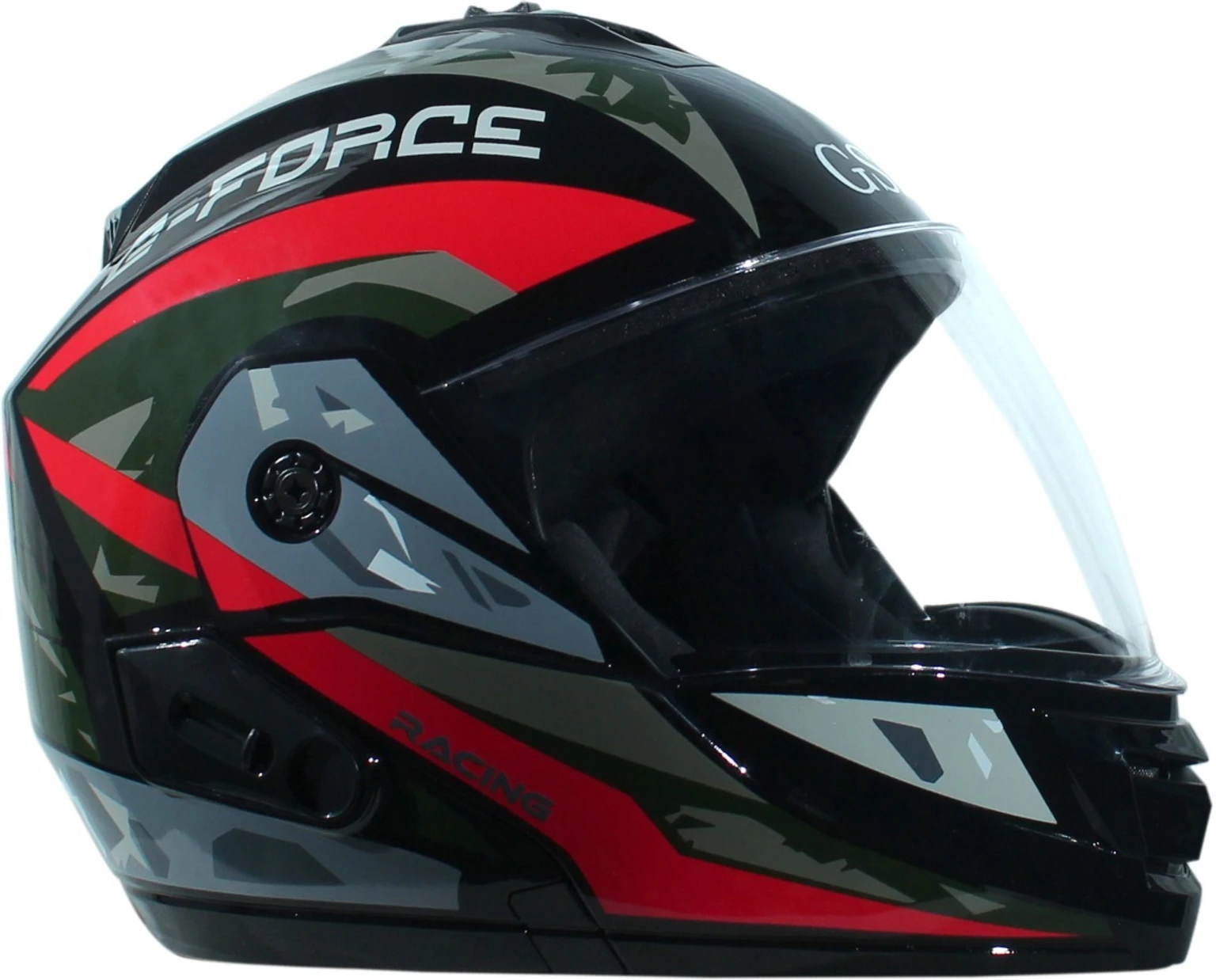 G- FORCE FLIPUP BLACK(RED STICKER) HELMET Motorbike Helmet (Black, Red) - view 4