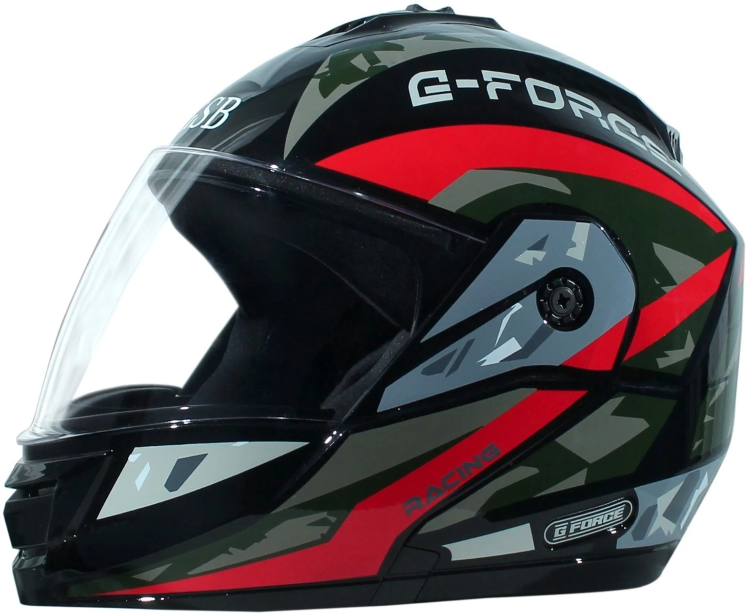 G- FORCE FLIPUP BLACK(RED STICKER) HELMET Motorbike Helmet (Black, Red) - view 5