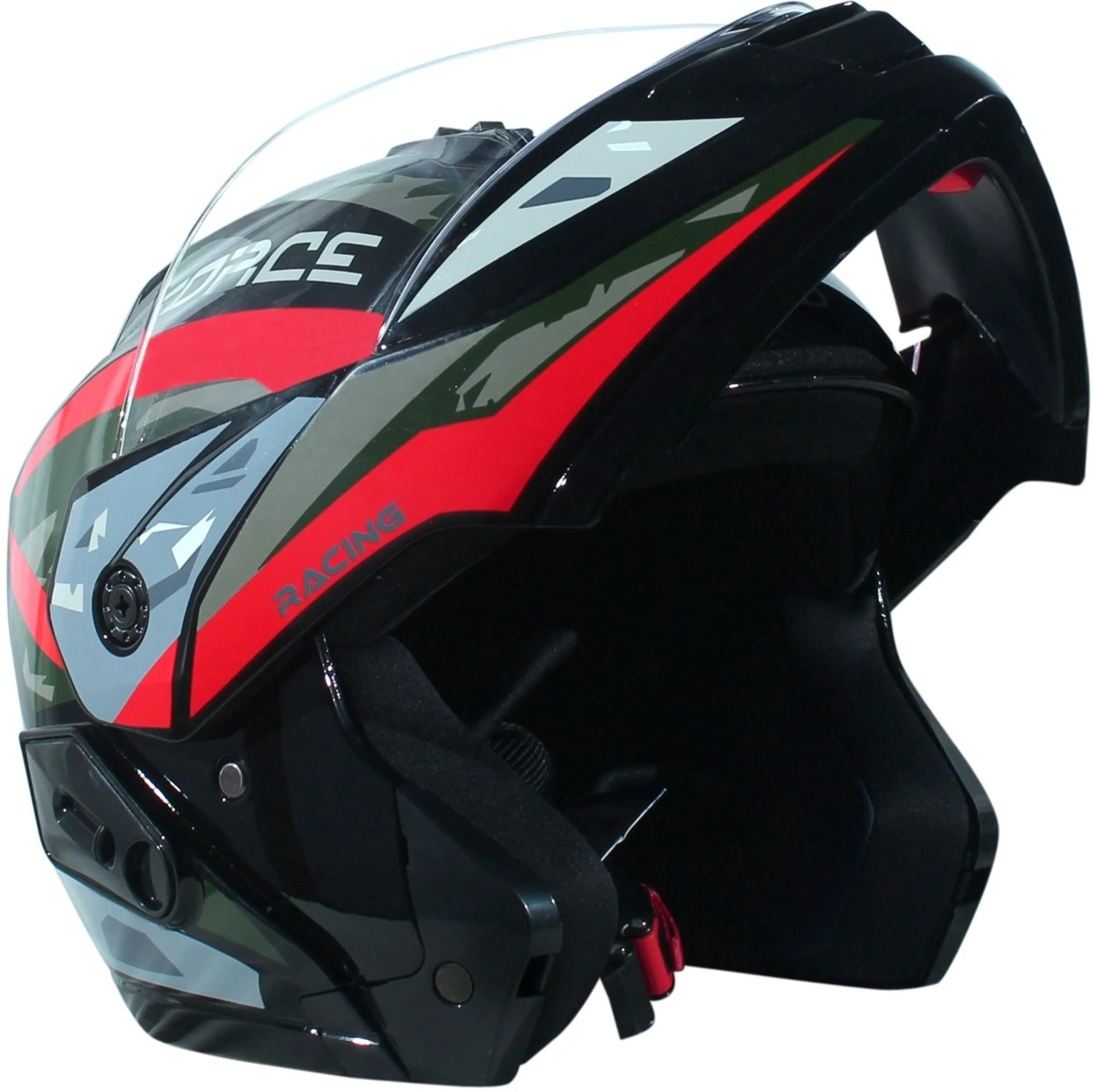 G- FORCE FLIPUP BLACK(RED STICKER) HELMET Motorbike Helmet (Black, Red) - view 6